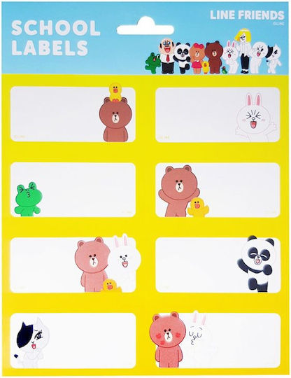 Line Friends Етикети за тетрадки 8x2см 5 броя
