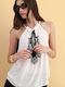 Bluză damă cu dantelă Alb