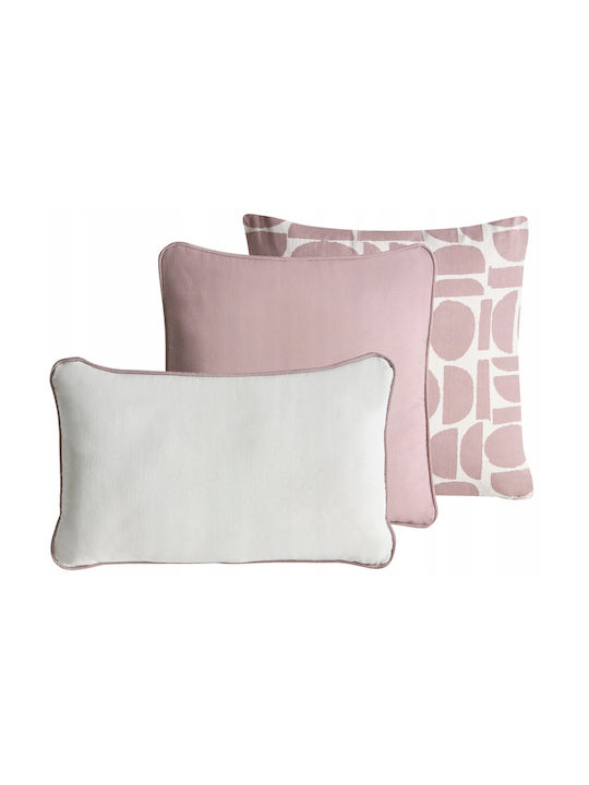 Beliani Set 3 Zierkissen Pentace Baumwolle 30 X 50 Cm 45 X 45 Cm Rosa Uni