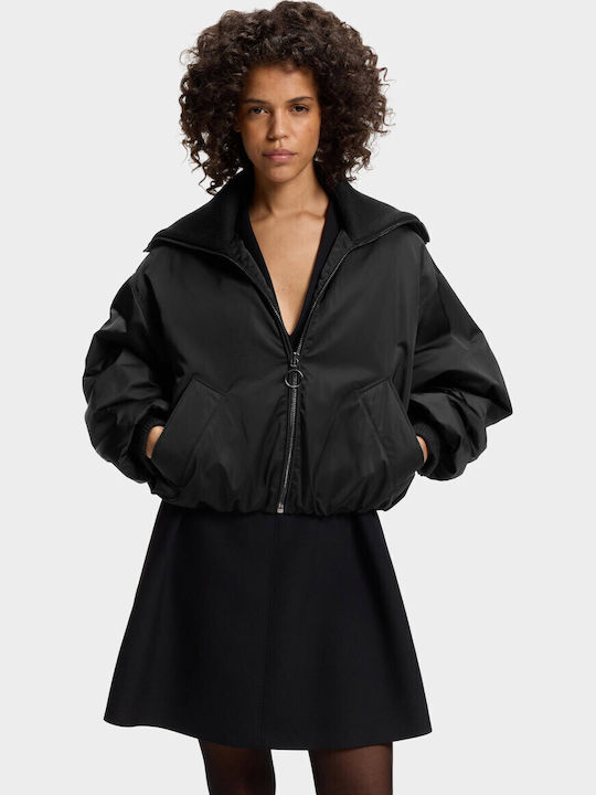 Късо дамско Puffer яке за зима Black