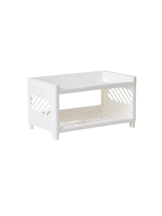 Femmit Satz 2 Arbeitsplatten Organizer 2 Ebenen Kunststoff Weiß 24x15x18cm