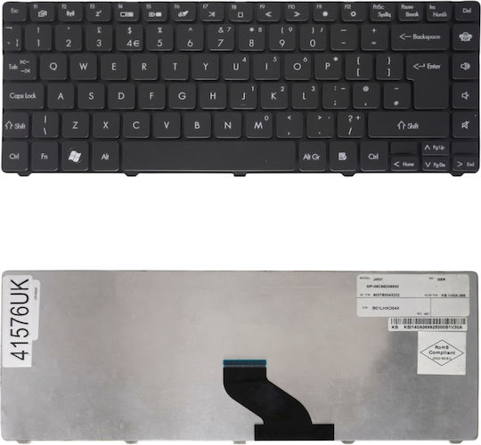 Laptop Keyboard Gateway Nv49 Nv49c Packard Bell Easynote Nm85 Nm86 Nm87 UK Black Code 41576uk