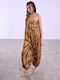 Celestino Ολόσωμη Γυναικεία Φόρμα Σατέν Animal Print Loose Fit Κεραμιδί