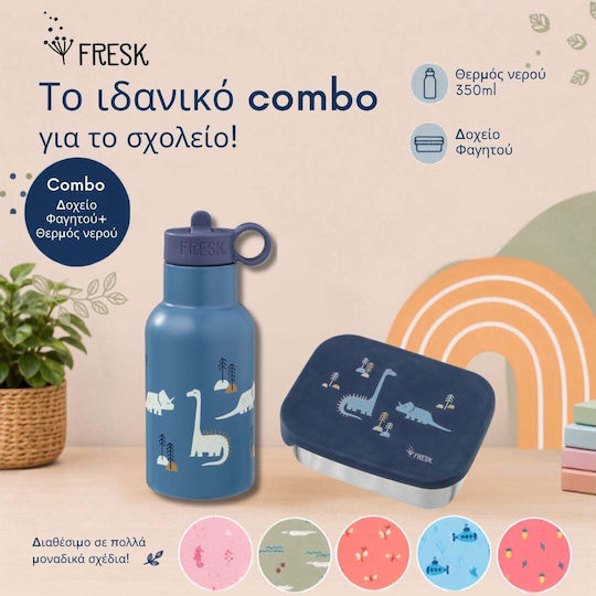 Kids Water Bottle Thermos Dinosaur Silicone with Straw Coffee 350ml