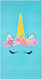 Sommerliches Kinder-Strandtuch Velours Einhorn 152x76cm