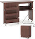 Costway Folding Sewing Table Charging Station Shelf Drawers Rustic Brown 78 X 41 X 116 Cm Jv14295de-bn