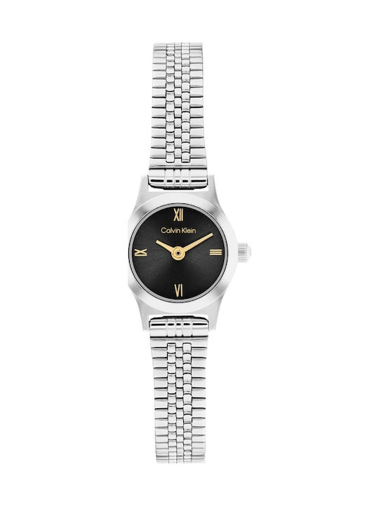 Calvin Klein Ceas Contemporan Pentru Femei 18mm Cu Baterie Și Brățară Metalică Argintie