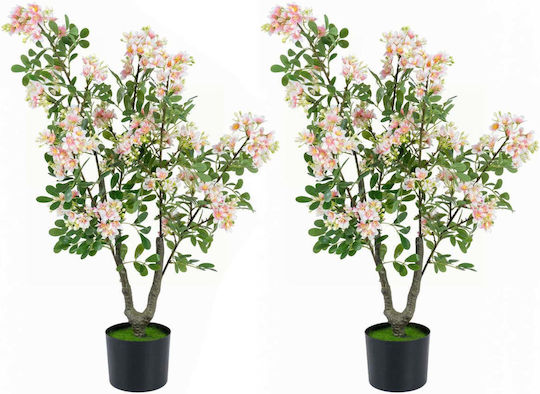 Costway Set of 2 Artificial Impatiens Trees 36" Mini Fruit Silk Flowers Pink 91,44 X 15,24 X 12,7 Cm Hz10584pi-2