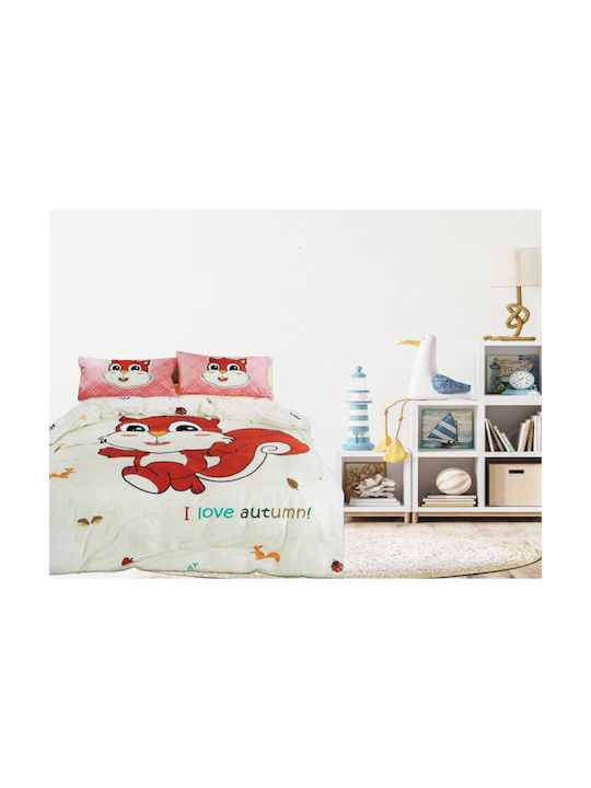Kids Quilt Single Set with Pillowcase Squirrel Design 150x220cm