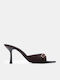 Satin Mules With High Heel In Brown Colour