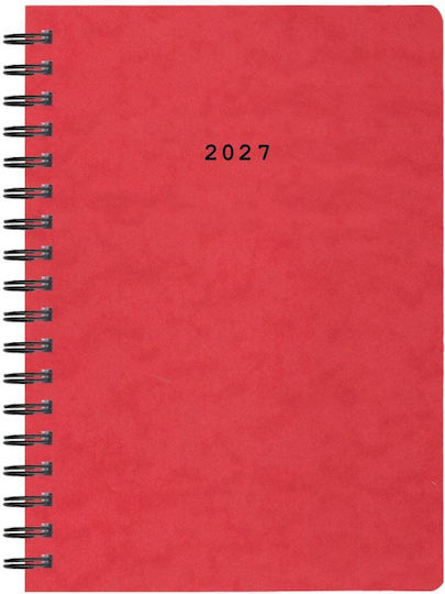 Next Daily Agenda Prespan 2027 Red Spiral 14x21cm (with Personalization)