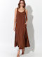 Sommer Maxi Kobi­ne­zón Damen­kleid Braun S262090