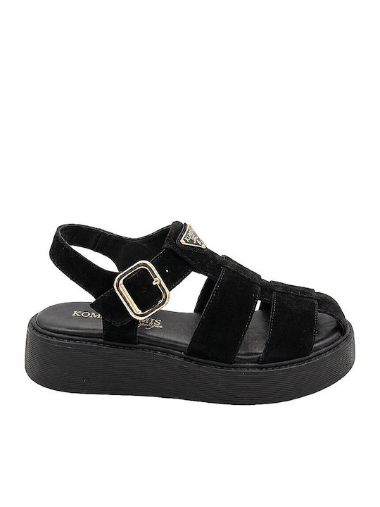 Komis & Komis Damen Flatforms Schwarze Komis & ...