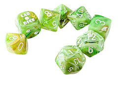 Marble Sour Green White Lab Polyhedral 7-die Set