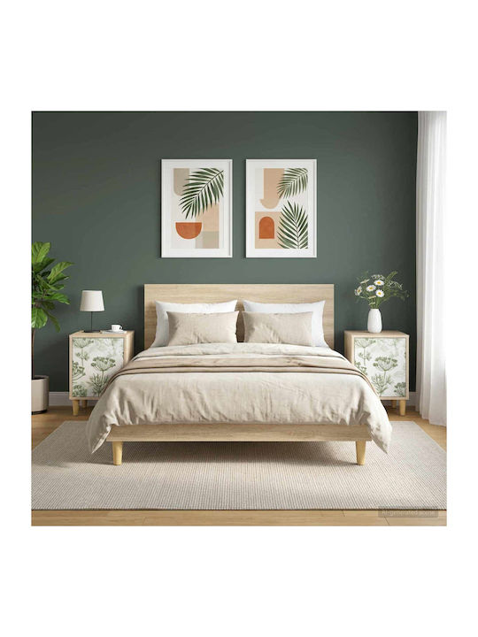 Beige Wooden Bedside Tables 2 Pieces 36x33x50cm