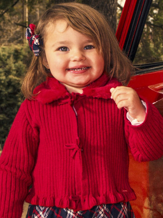 Kinder-Strickjacke mit Kapuze Rot