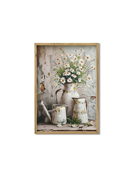 Canvas Painting Vintage Daisies Rustic Jug 52x72x3