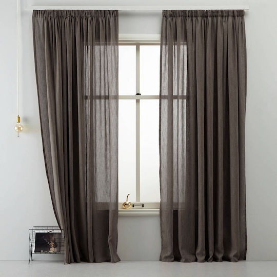 Saray Home Curtain With Pencil Pleat Brown 280x280cm