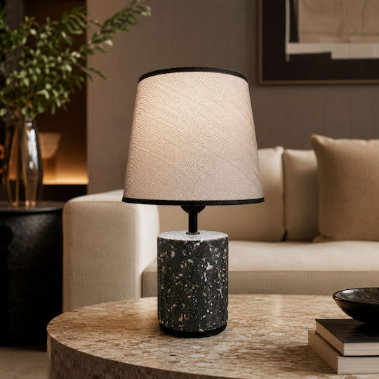 Metal Table Lamp for E27 Fitting with Beige Shade and Orange Base