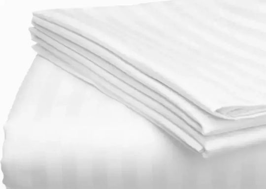 Striped White Sheet 170 Threads 250 X 270 Cm 15 Pieces