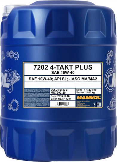 Mannol 10W-40 Halbsynthetisches Motorradöl für Viertaktmotoren 20lt