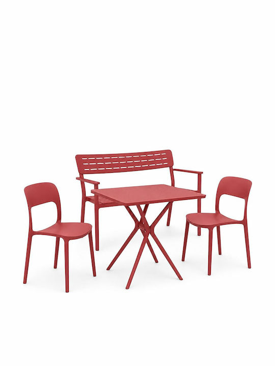 Set de Masă pentru Exterior Curves 4 Piese Roșu
