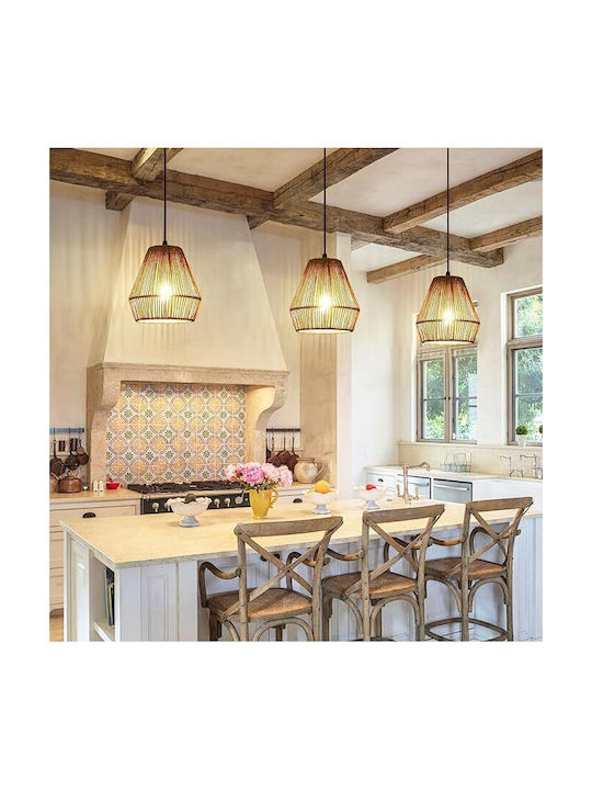Boho Grid Pendant Light with E27 Socket 19x16cm
