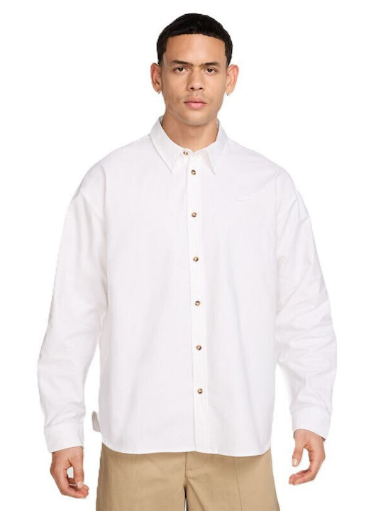 Nike Club Long Sleeve Shirt in Regular Fit White