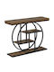 Wood And Metal Brown Console L78.5xW30xH105cm