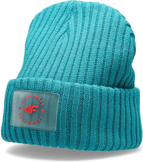Beanie Women's Knitted Beanie in Turquoise Color