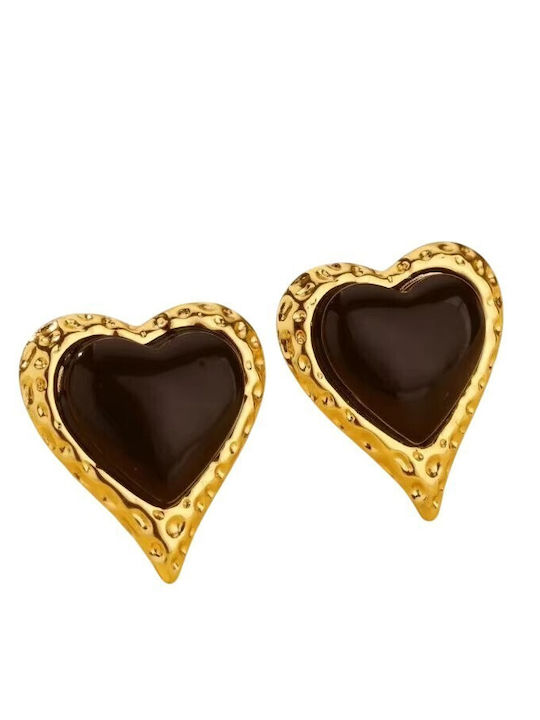 FantazyStores Earrings Made of Gold Plated Black Steel