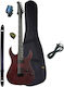 Spira Guitars S-400 MWR Electric Guitar with HH Pickups Arrangement Satin Wine Red Starter with Case Bundle