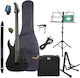 Spira Guitars S-400 MBK Ηλεκτρική Κιθάρα με HH Διάταξη Μαγνητών Satin Black με Θήκη Ultimate