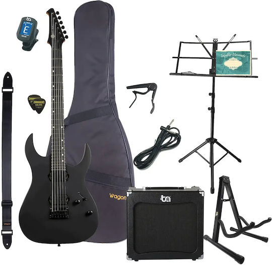 Spira Guitars S-400 MBK Ηλεκτρική Κιθάρα με HH Διάταξη Μαγνητών Satin Black με Θήκη Ultimate