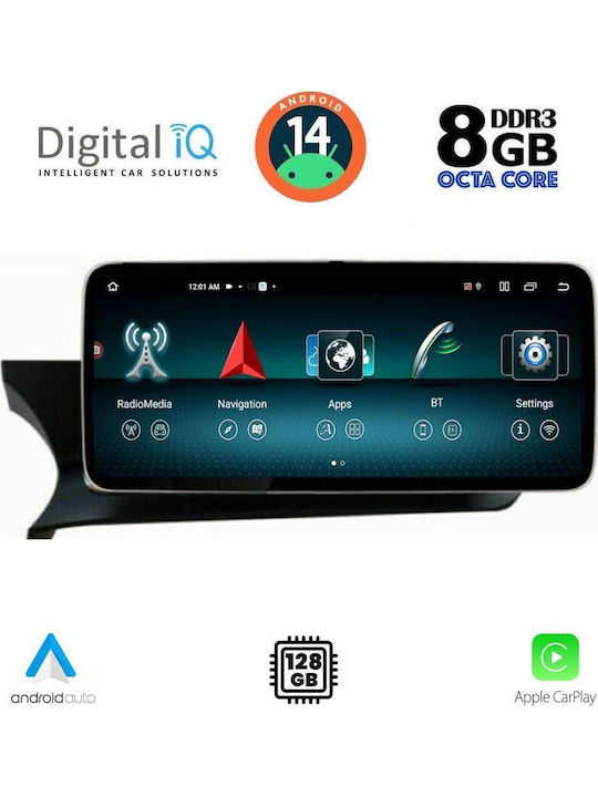 Digital IQ Sistem Audio Auto Pentru Mercedes-Benz Clasa C 2012-2014 Bluetooth USB Wi-Fi GPS Apple CarPlay Android Auto Cu Ecran Tactil 12.3