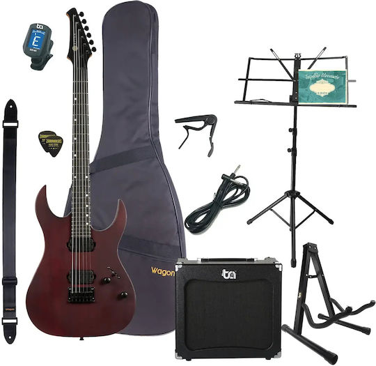 Spira Guitars S-400 MWR Electric Guitar with HH Pickups Arrangement Satin Wine Red with Case Ultimate