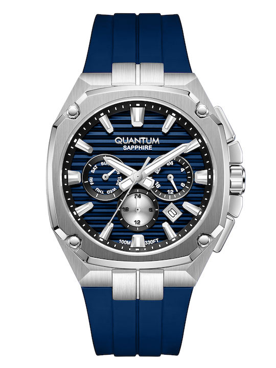 Quantum Adrenaline Ceas Bărbați 41mm Baterie Cu Curea Din Cauciuc Albastră