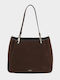 Stoff Damen Handtasche Tote Handgelenk Braun