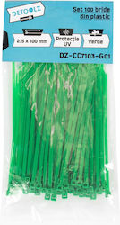 Detoolz Legături Cablu Din Plastic 100mmx2.5mm În Culoare Verde 100 Buc DZ-CC7103-G01