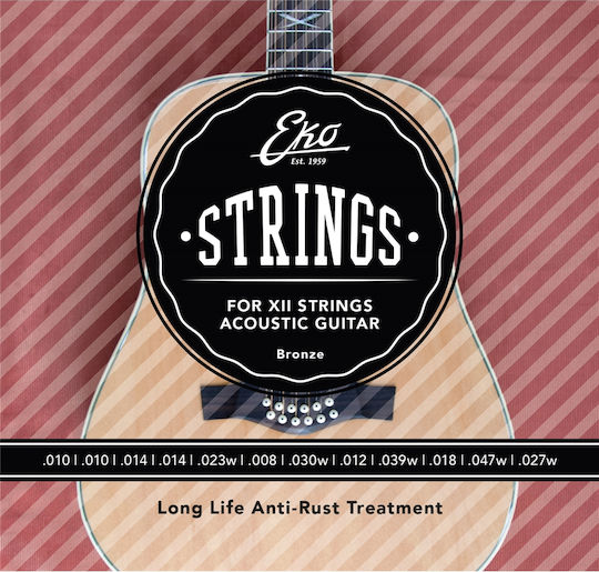 Xii Set Bronze Acoustic Guitar Strings 10 - 47"