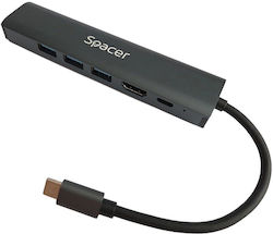 Spacer USB-Hub 10 Anschlüsse USB 3.0 mit USB-A / Ethernet Graues Spacer USB-Hub 10 Anschlüsse USB 3.0 mit USB-A / Ethernet Graues