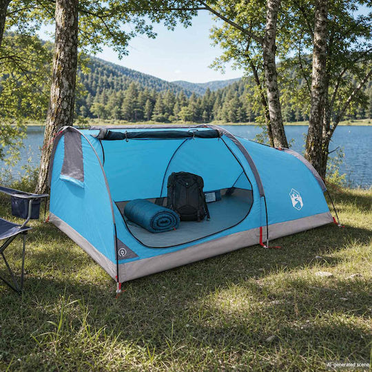 vidaXL Campingzelt Iglu Klettern Blau 4 Jahreszeiten Für 1 Person Wasserabweisung 3000mm 227x153x95cm
