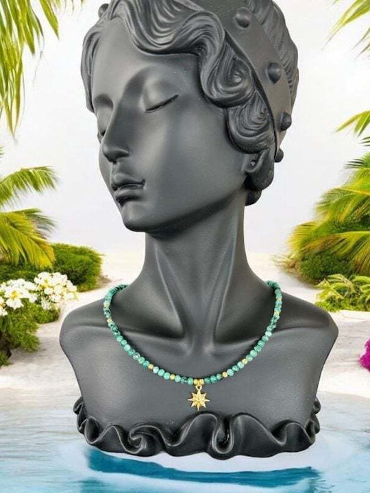 Ezera Choker Semn Zodiacal Leu Din Argint Plăcut Cu Aur Verde
