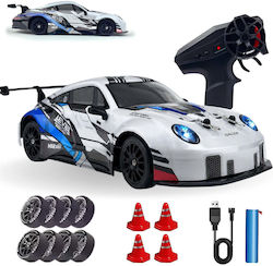 Rc Car Remote Control Drift Car 1:24 4wd 20 Km H Leds Rechargeable Batteries Interchangeable Tires Gift Kids Adults 7+ White