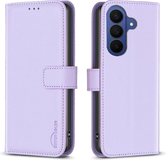 Binfen Book Synthetic Leather / Silicone Purple Galaxy A27