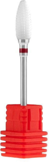Ceramic Nail Drill Bit with Flame Shape Red