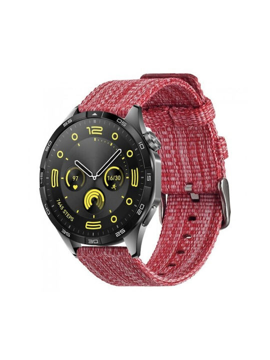 Λουράκι Nylon Canvas Silver Buckle Amazfit Bip 6 46mm 22mm Red