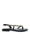 Myconian Leather Women's Flat Sandals Black