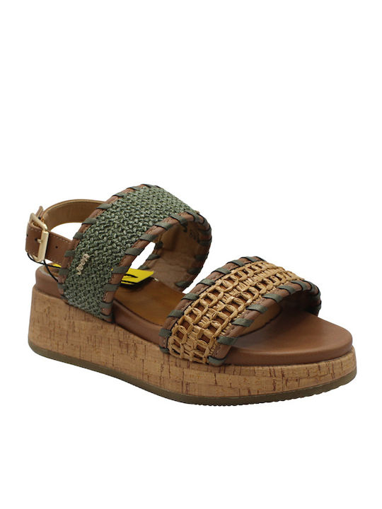 Sandale Casual Damă Flatforme Kaki