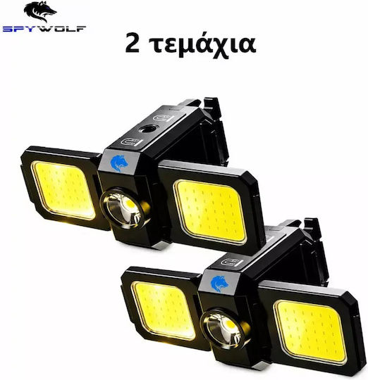 Spywolf Mini Ultra Strong LED Waterproof Multi-Purpose Flashlight COB Rechargeable Type-C Port 2pcs TC-559